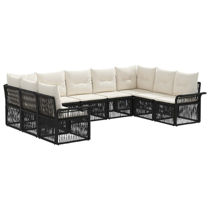Tuinbankenset 9 pcs Zwart poly rattan