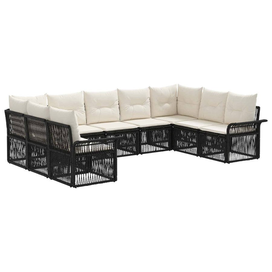 Tuinbankenset 9 pcs Zwart poly rattan