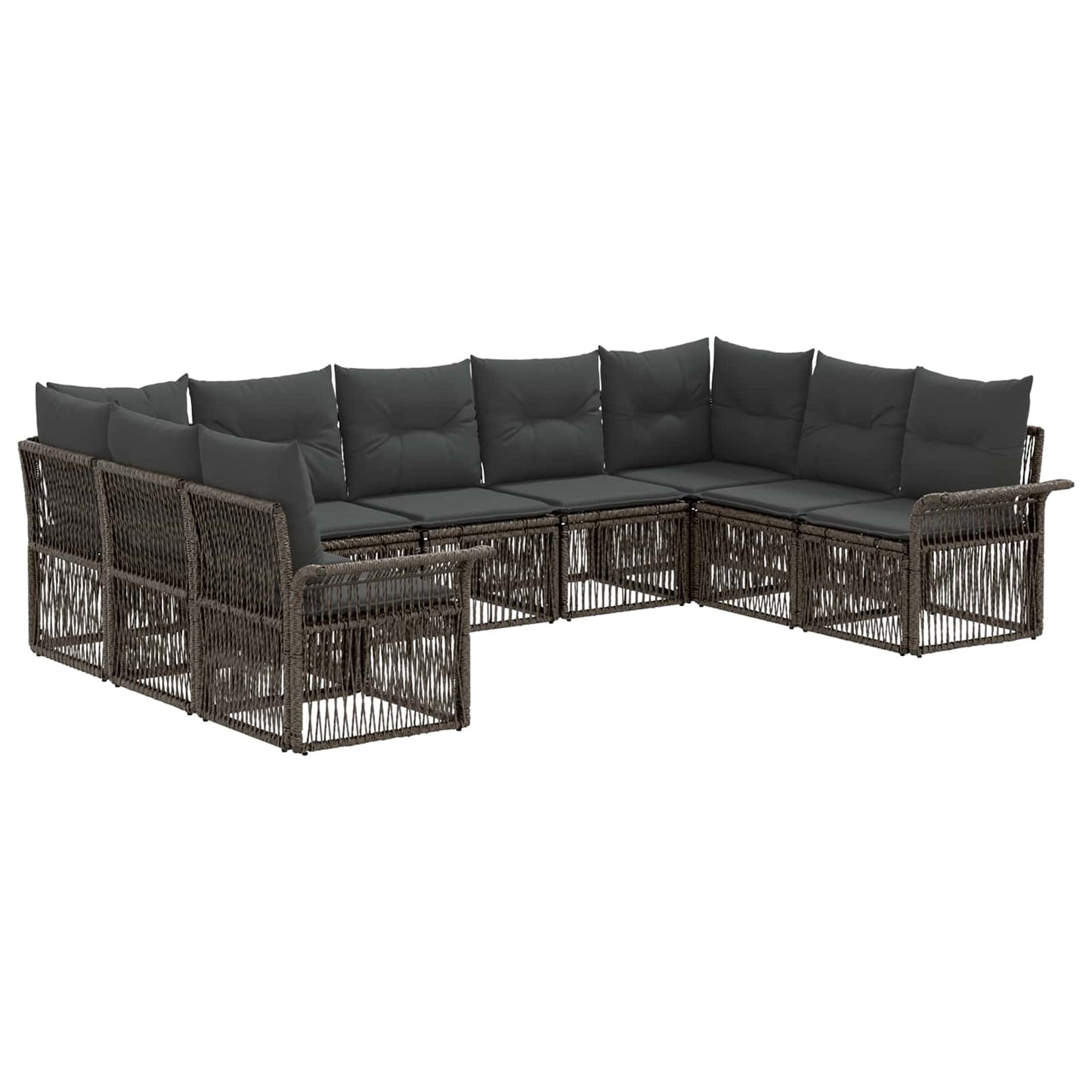 Tuinbankenset 9 pcs Grijs poly rattan