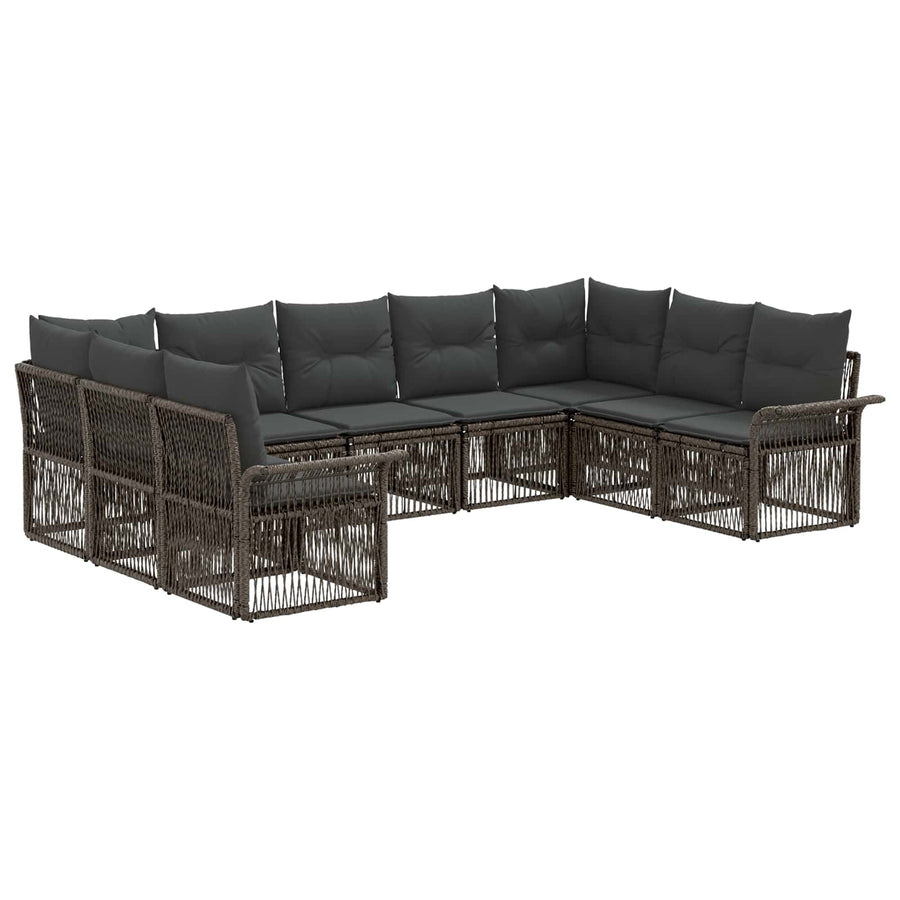 Tuinbankenset 9 pcs Grijs poly rattan