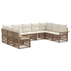 Tuinbankenset poly rattan 9 zitplaatsen beige