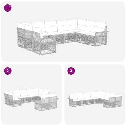 Tuinbankenset 9 pcs Beige poly rattan