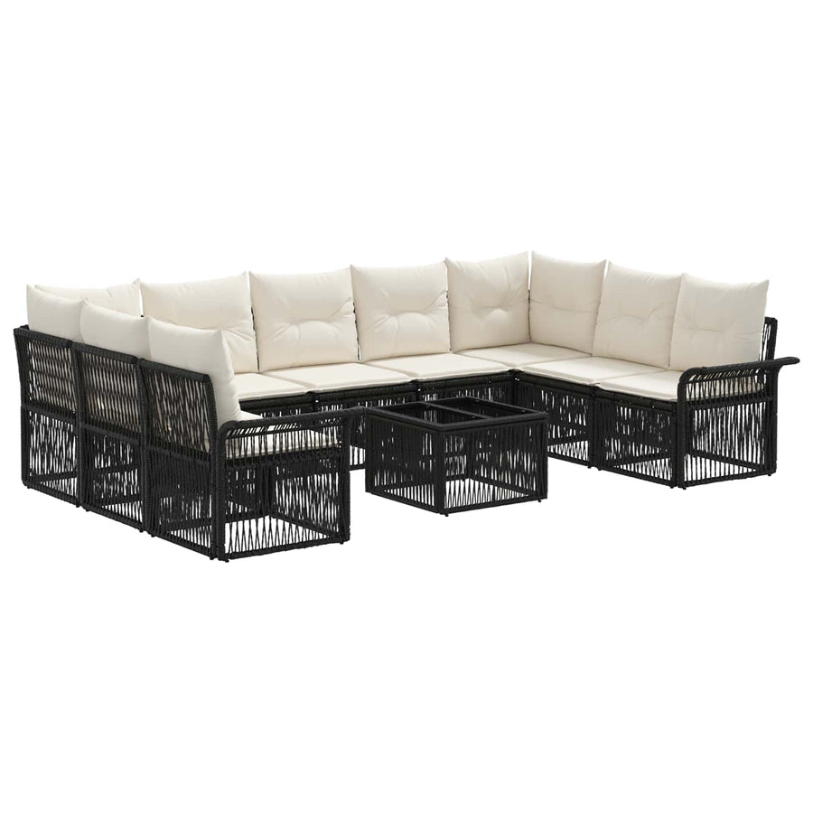 Tuinbankenset 10 pcs Zwart poly rattan