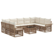 Tuinbankenset poly rattan beige 9 zitplaatsen