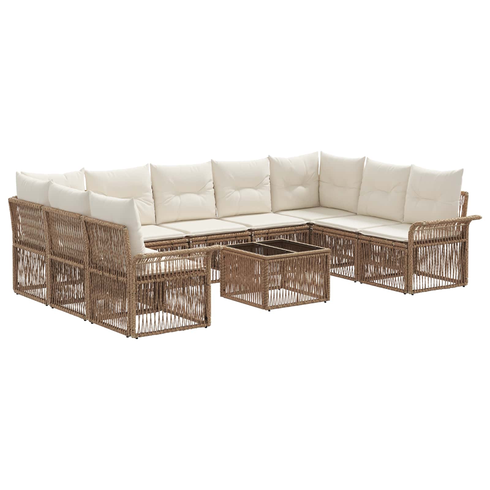 Tuinbankenset 10 pcs Beige poly rattan