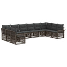 Tuinbankenset 10 personen grijs poly rattan