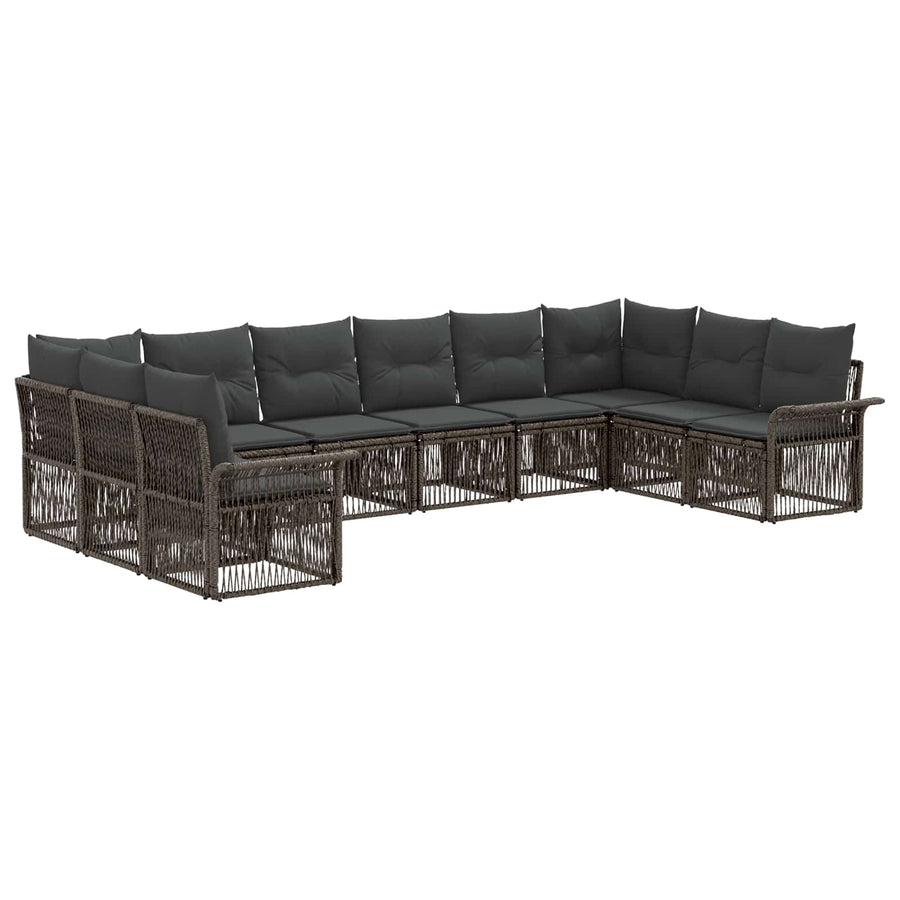 Tuinbankenset 10 pcs Grijs poly rattan