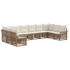Tuinbankenset 10 persoons poly rattan beige