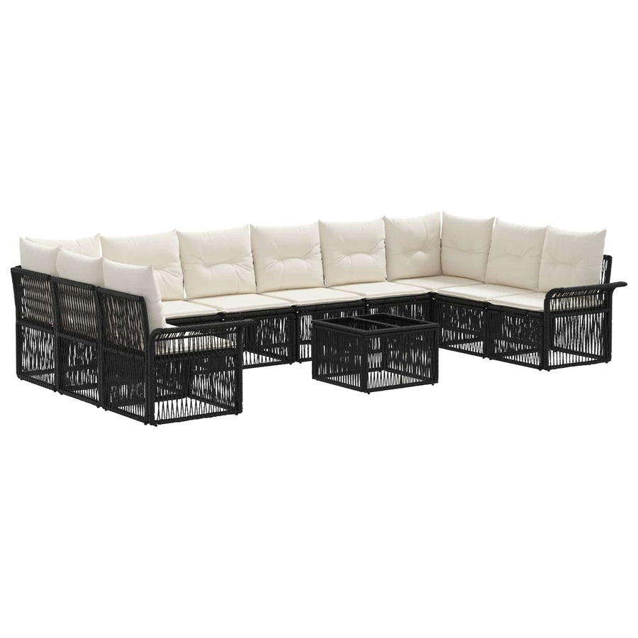 Tuinbankenset 11 pcs Zwart poly rattan