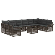 Tuinbankenset poly rattan grijs 11-delig