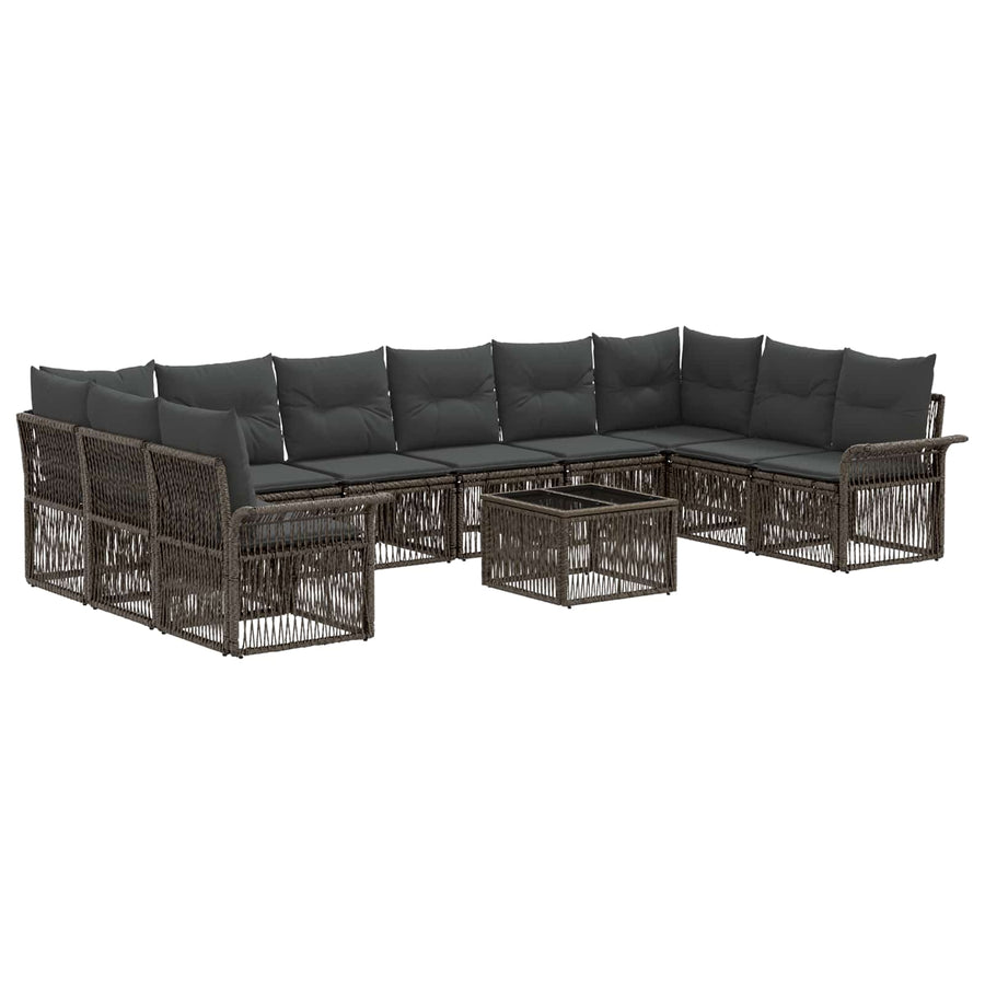 Tuinbankenset 11 pcs Grijs poly rattan