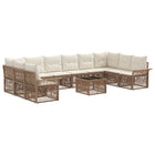 Garden bench set 11 pcs Beige poly rattan