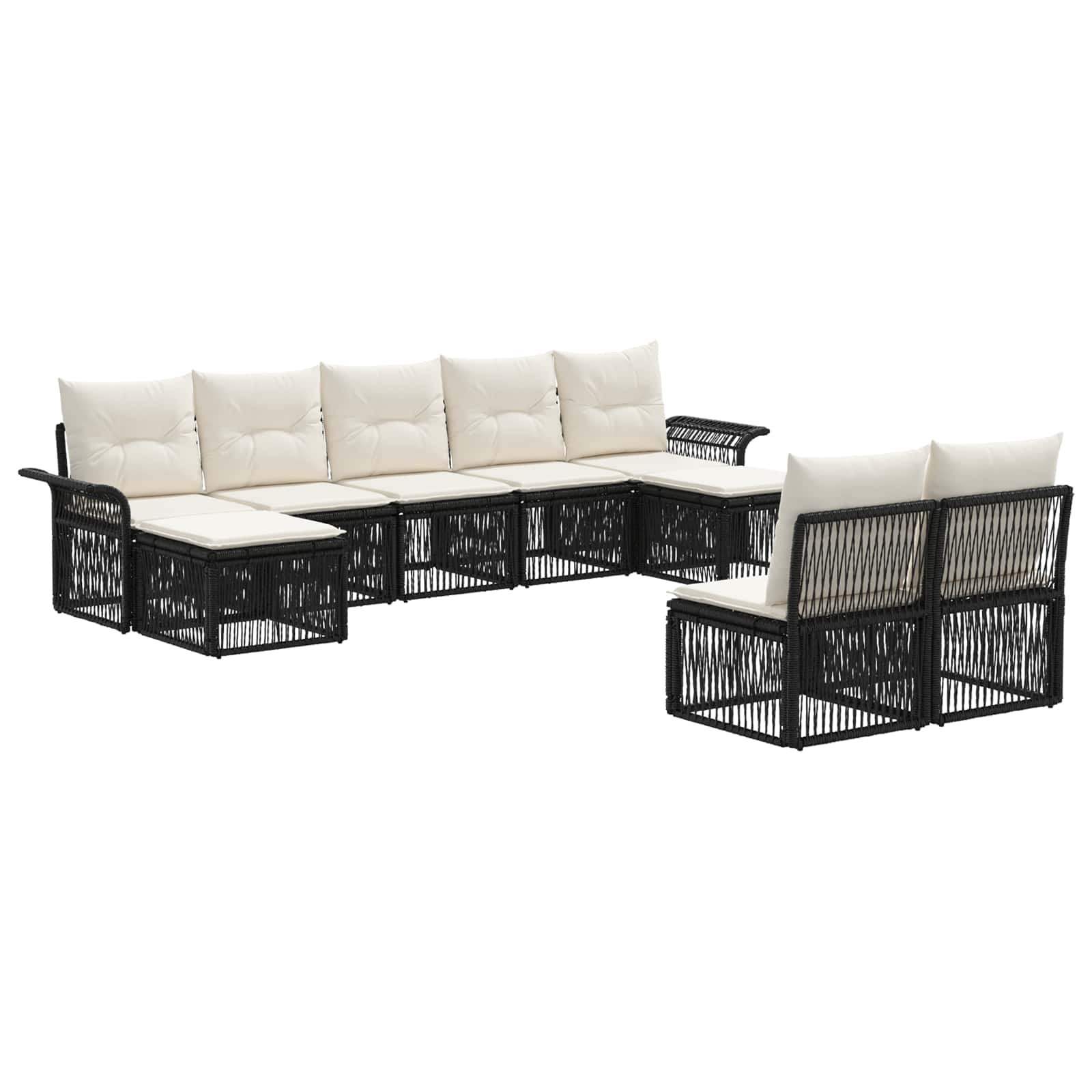 Tuinbankenset 9 pcs Zwart poly rattan