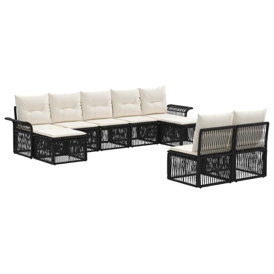 Tuinbankenset 9 pcs Zwart poly rattan