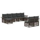 Tuinbankenset poly rattan grijs 9-delig