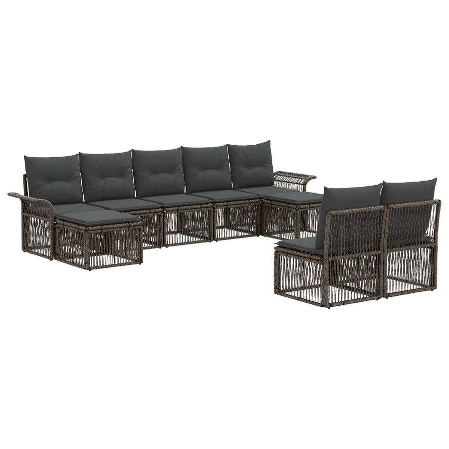 Tuinbankenset 9 pcs Grijs poly rattan