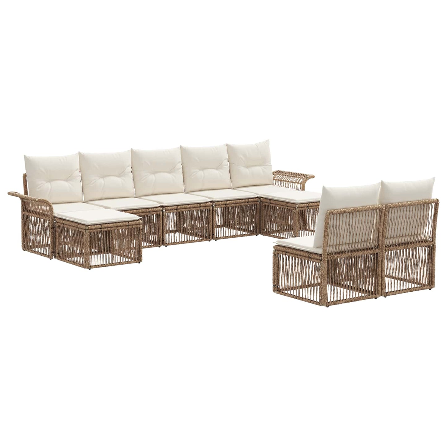 Tuinbankenset 9 pcs Beige poly rattan