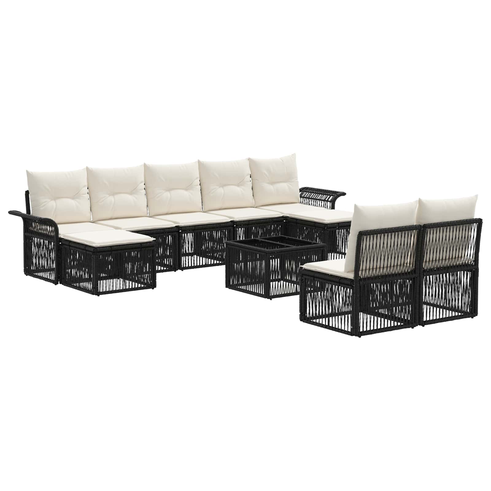Tuinbankenset 10 pcs Zwart poly rattan