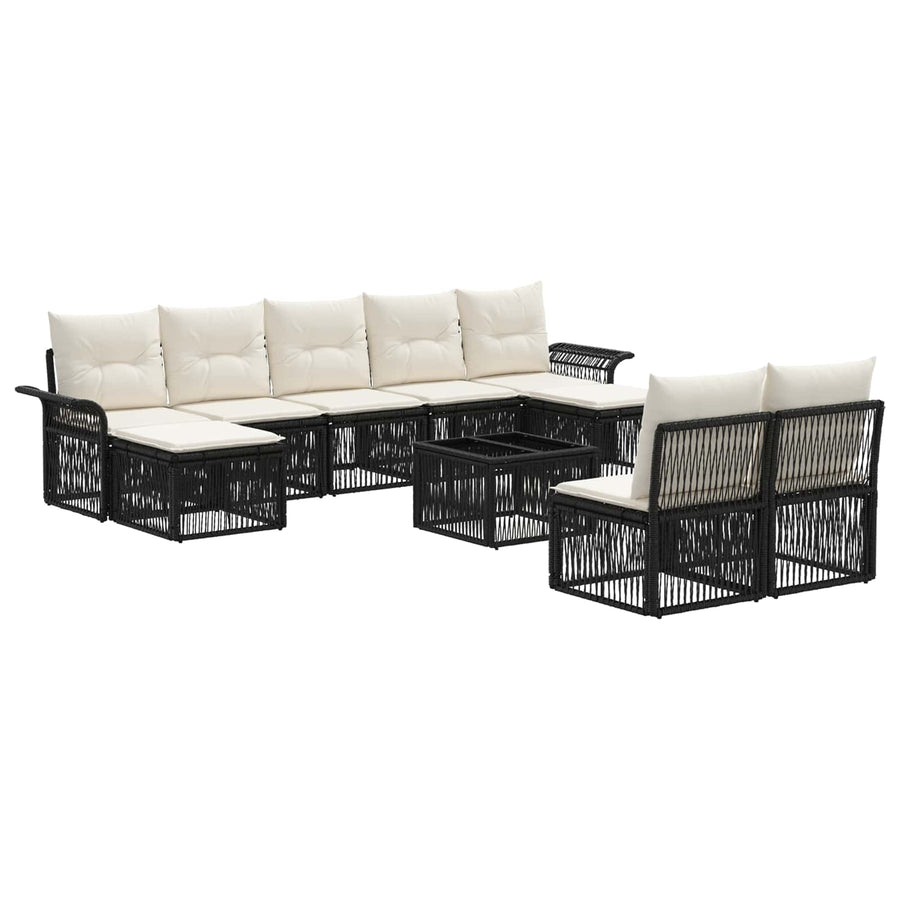 Tuinbankenset 10 pcs Zwart poly rattan