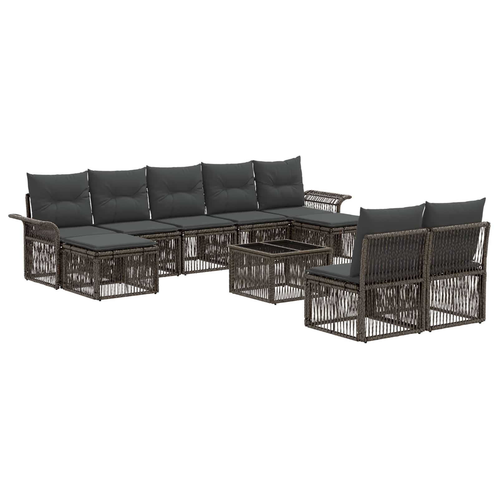 Tuinbankenset 10 pcs Grijs poly rattan