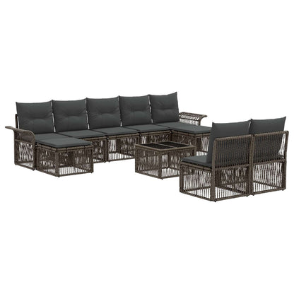 Tuinbankenset 10 pcs Grijs poly rattan