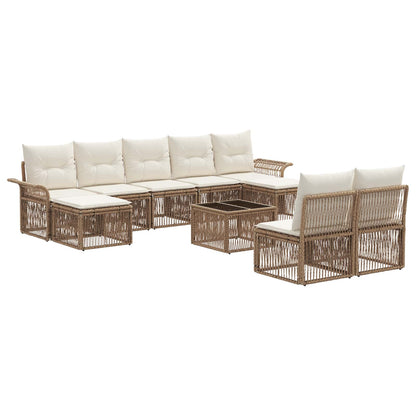 Tuinbankenset 10 pcs Beige poly rattan