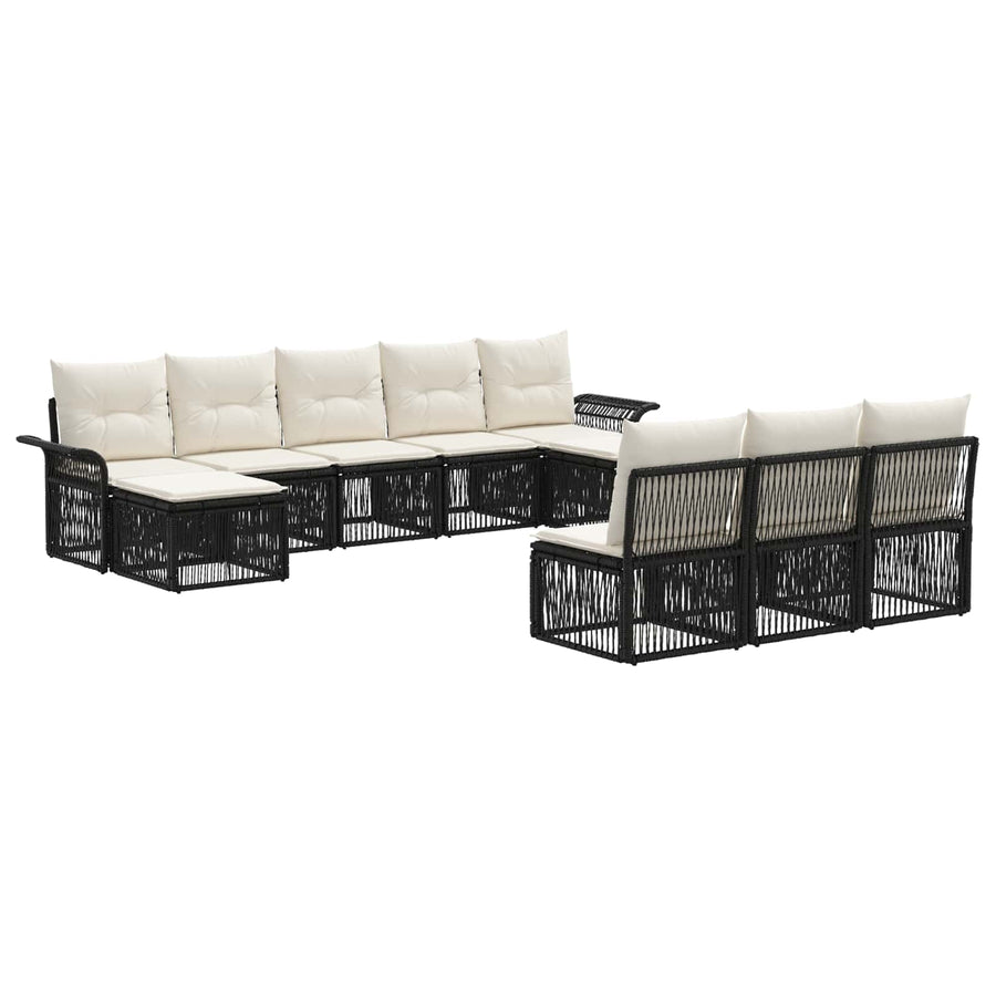 Tuinbankenset 10 pcs Zwart poly rattan