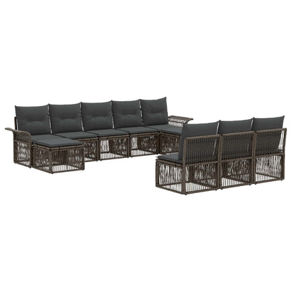 Tuinbankenset 10 pcs Grijs poly rattan