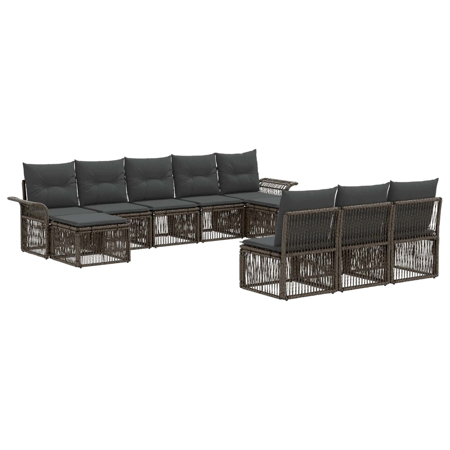 Tuinbankenset 10 pcs Grijs poly rattan
