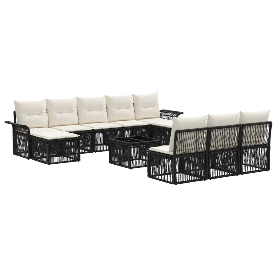 Tuinbankenset 11 pcs Zwart poly rattan