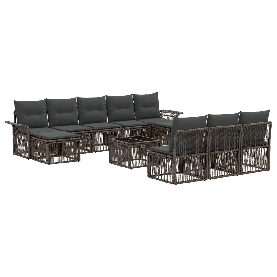 Tuinbankenset 11 pcs Grijs poly rattan