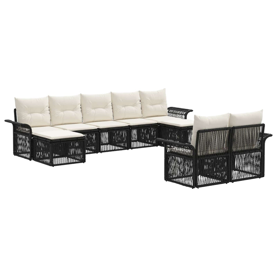 Tuinbankenset 9 pcs Zwart poly rattan