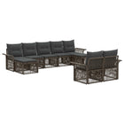 Tuinbankenset 9 personen grijs poly rattan