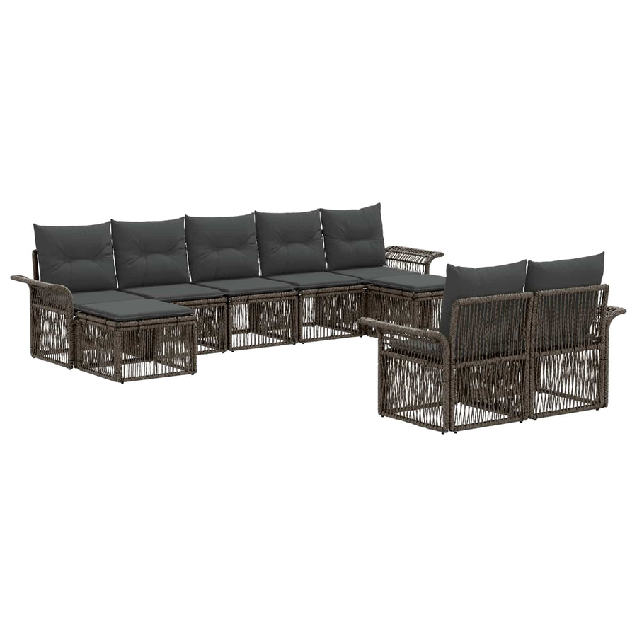 Tuinbankenset 9 pcs Grijs poly rattan