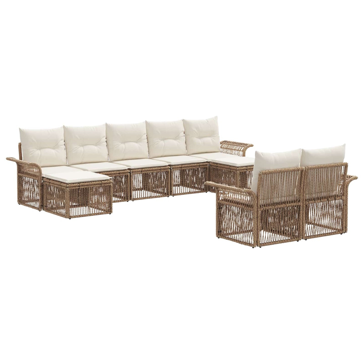 Tuinbankenset 9 pcs Beige poly rattan