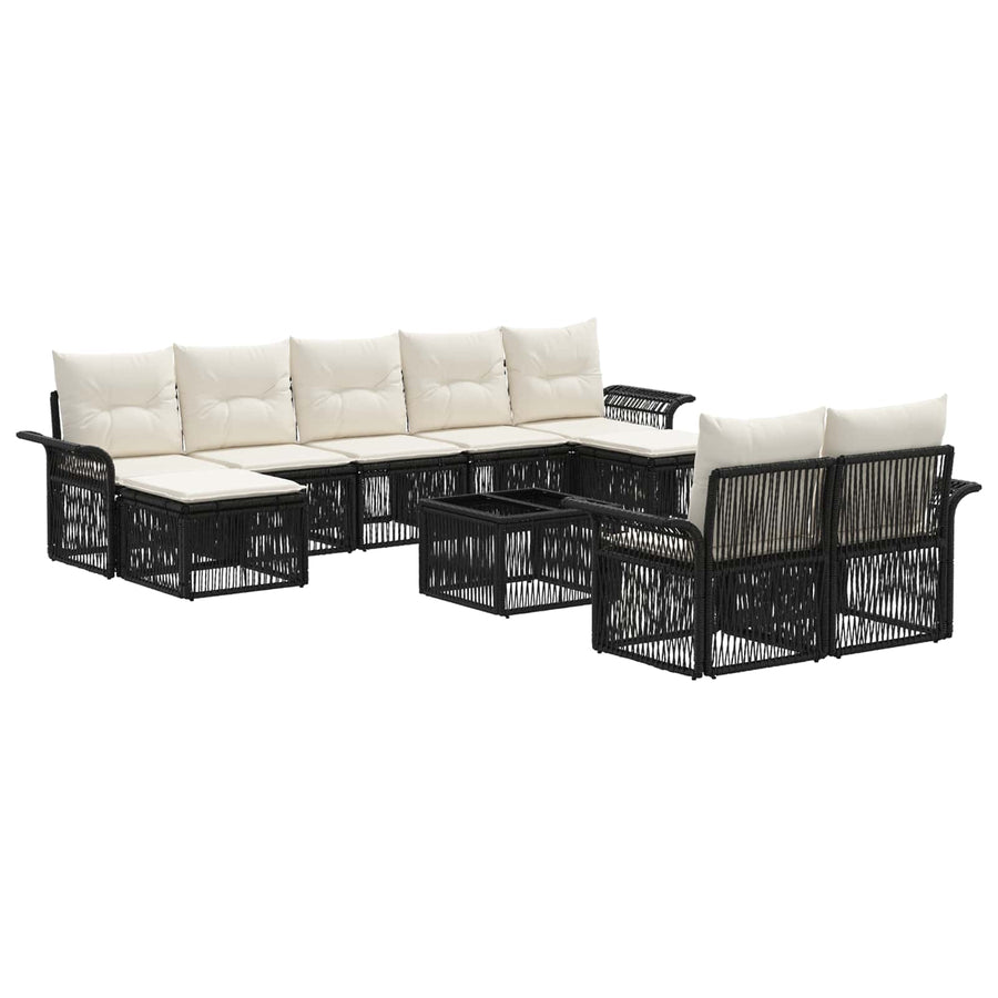 Tuinbankenset 10 pcs Zwart poly rattan