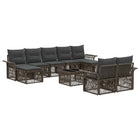 Garden Sofa Set 10 pcs Grey poly rattan