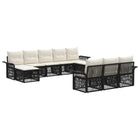 Tuinbankenset poly rattan zwart 10-delig