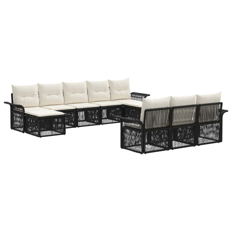 Tuinbankenset 10 pcs Zwart poly rattan