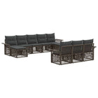 Tuinbankenset 10-pers poly rattan grijs
