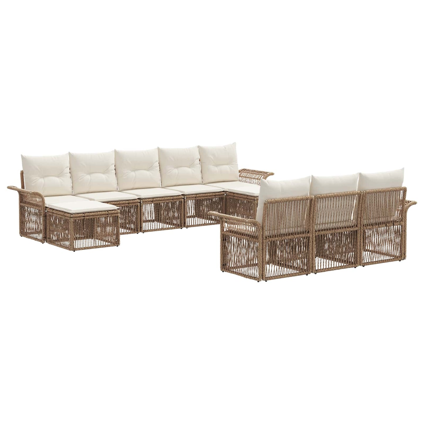 Tuinbankenset 10 pcs Beige poly rattan