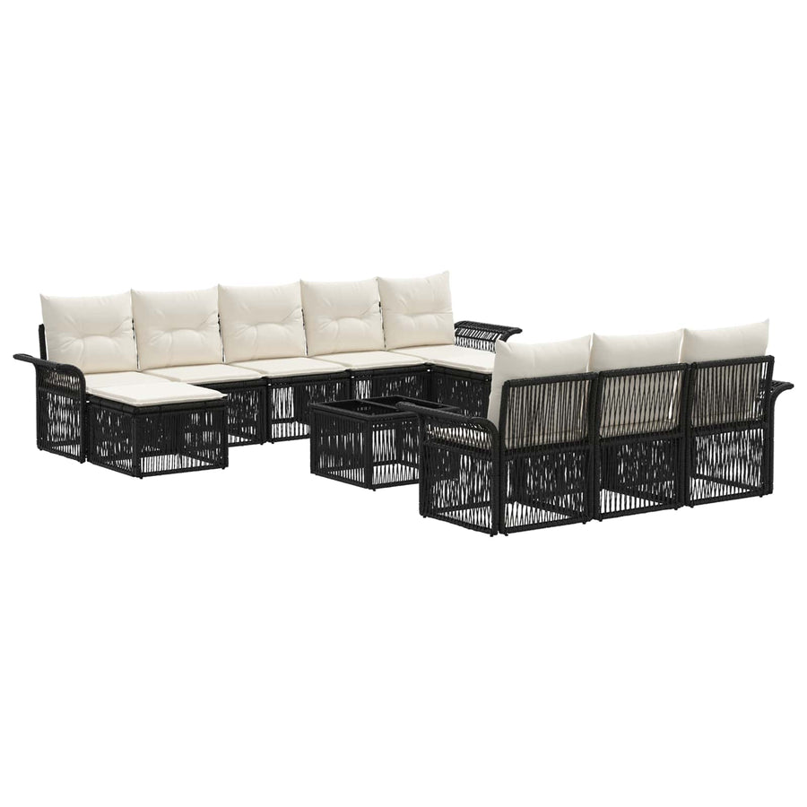 Tuinbankenset 11 pcs Zwart poly rattan