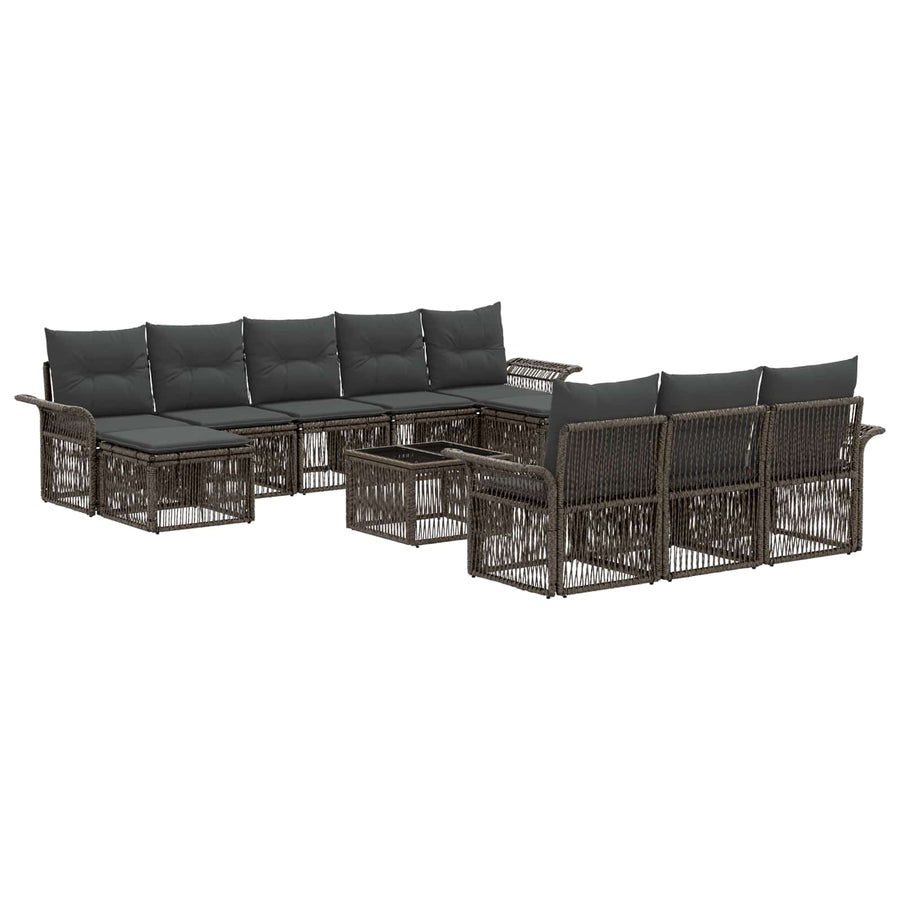 Tuinbankenset 11 pcs Grijs poly rattan