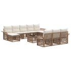 Garden bench set 11 pcs Beige poly rattan