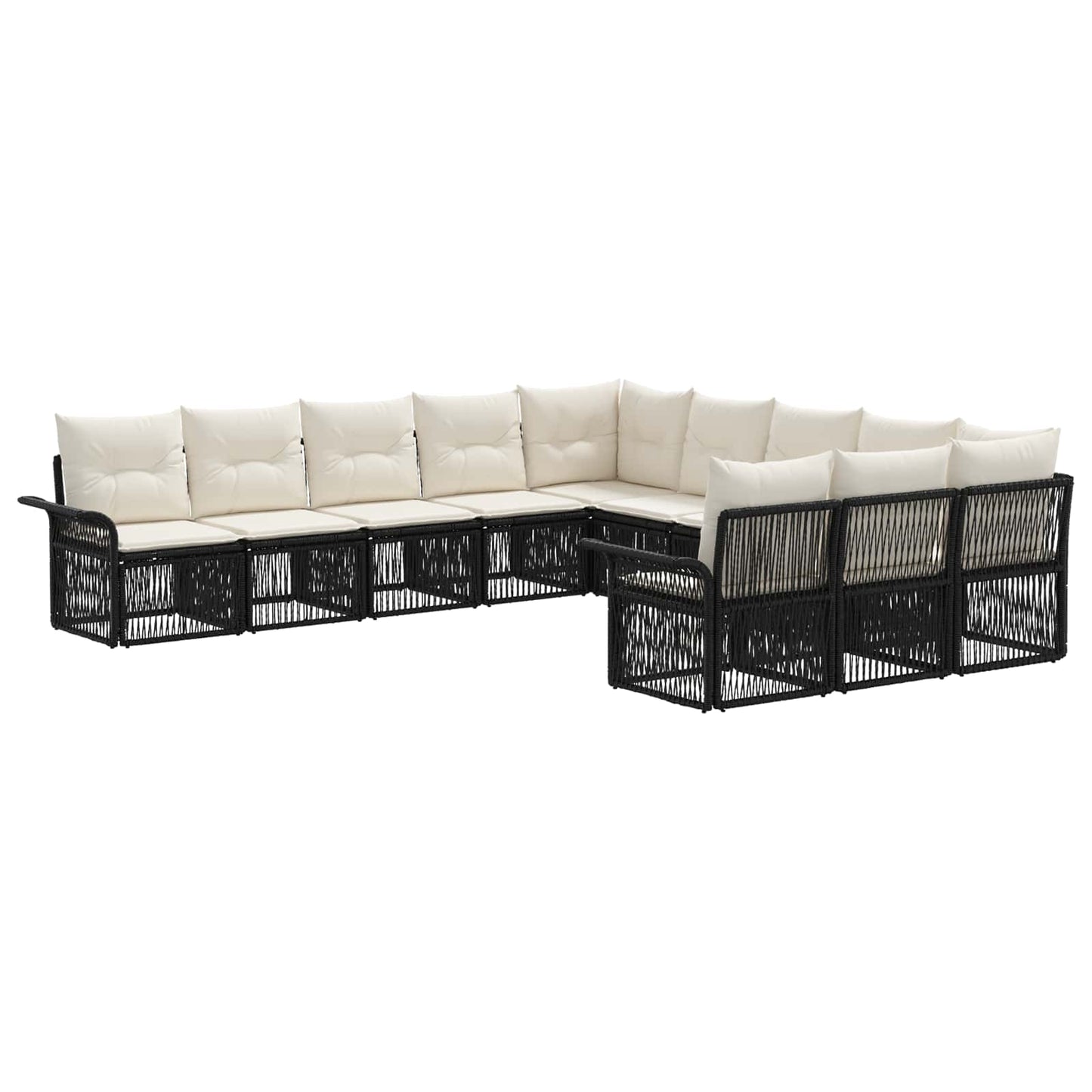 Tuinbankenset 11 pcs Zwart poly rattan
