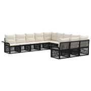 Tuinset poly rattan zwart 11-delig
