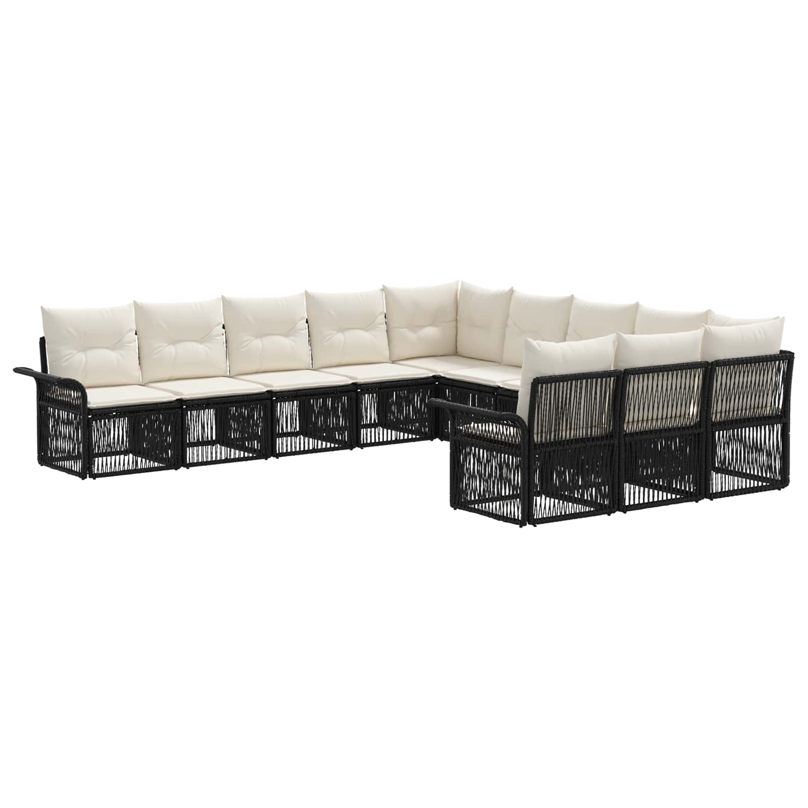 Tuinbankenset 11 pcs Zwart poly rattan