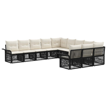Tuinbankenset 11 pcs Zwart poly rattan