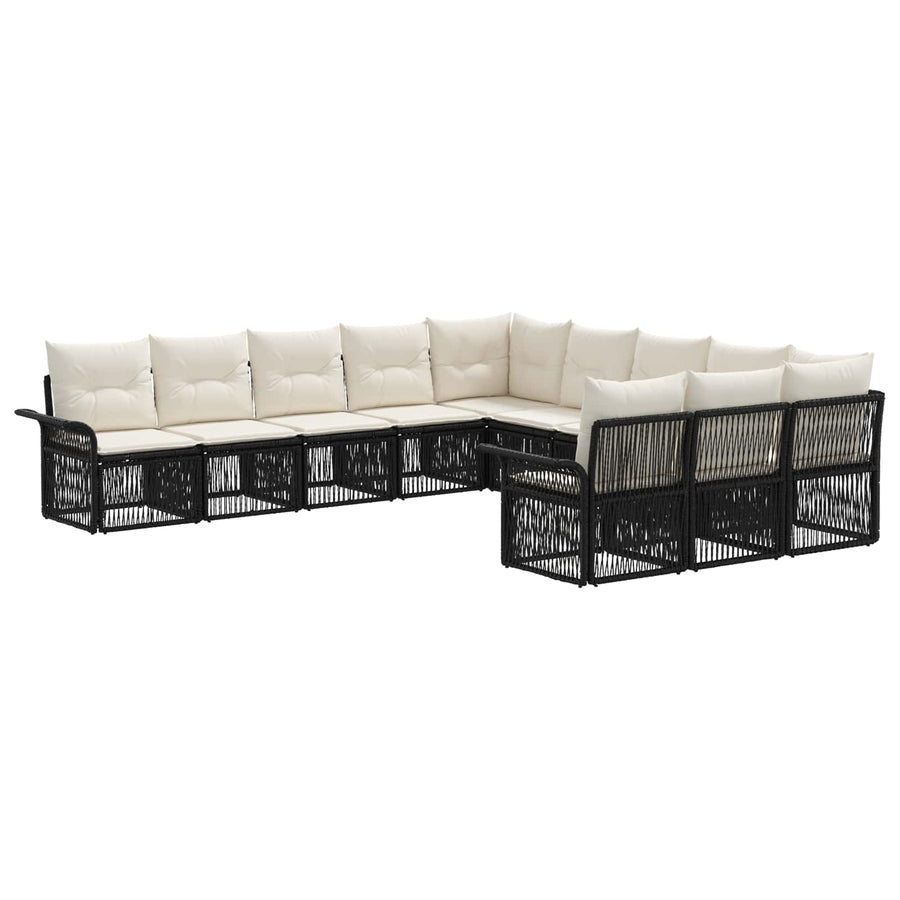 Tuinbankenset 11 pcs Zwart poly rattan