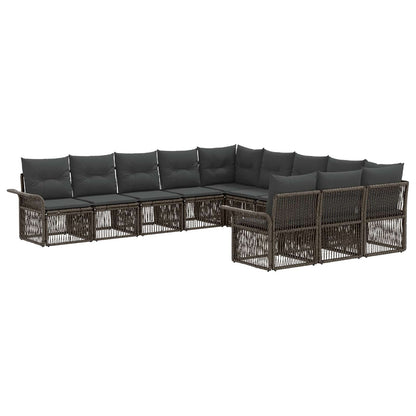 Tuinbankenset 11 pcs Grijs poly rattan